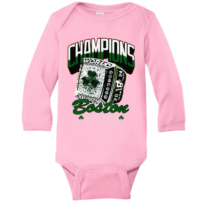 Boston World Ring 2024 Gift Baby Long Sleeve Bodysuit