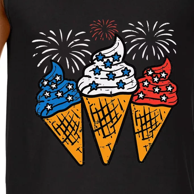 Blue White Red Ice Cream Cone US Flag 4th Of July Patriotic Comfort Colors® Tank Top