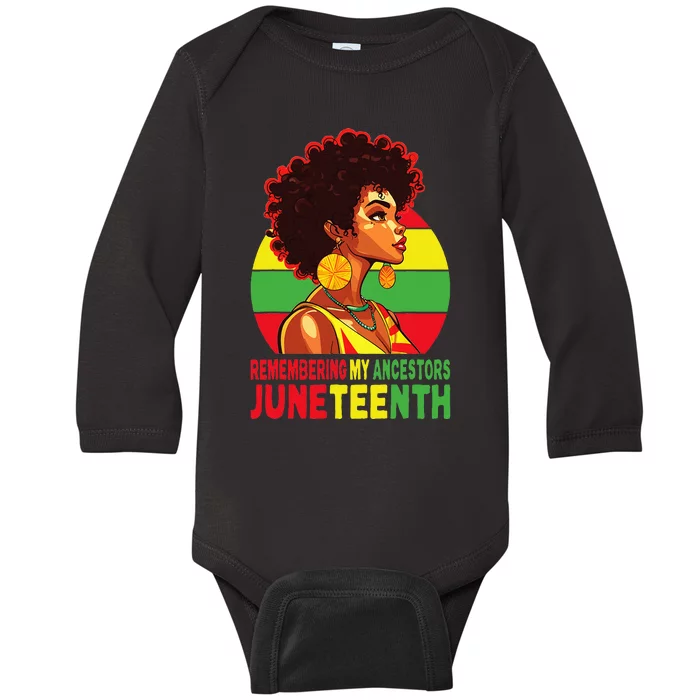 Black Women Remembering My Ancestors Juneteenth Baby Long Sleeve Bodysuit