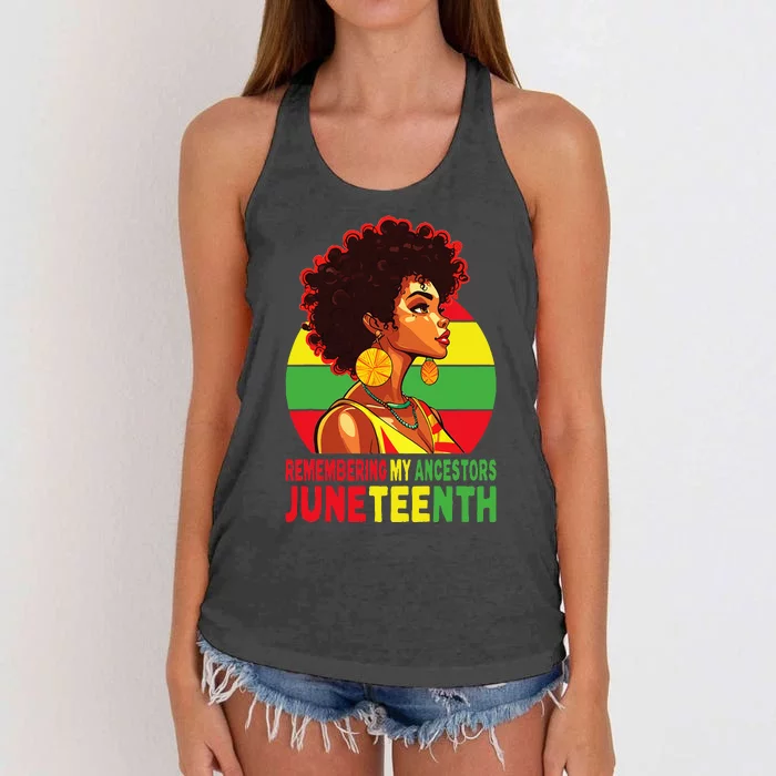 Black Women Remembering My Ancestors Juneteenth Women's Knotted Racerback Tank