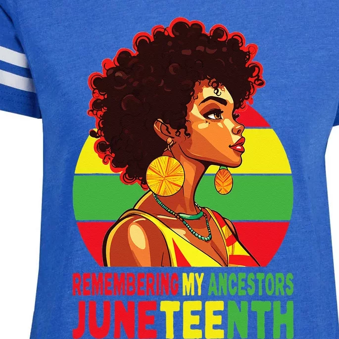 Black Women Remembering My Ancestors Juneteenth Enza Ladies Jersey Football T-Shirt