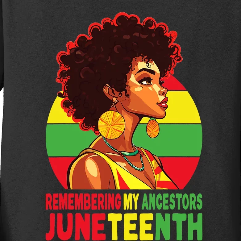 Black Women Remembering My Ancestors Juneteenth Kids Long Sleeve Shirt