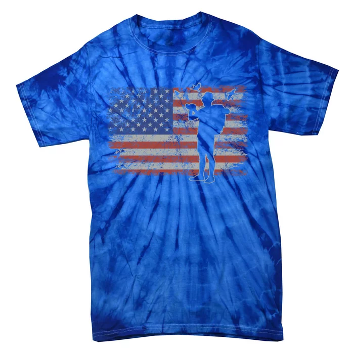 Birds Watch Retro Usa Flag Train Birds 4th Of July Birds Gift Tie-Dye T-Shirt