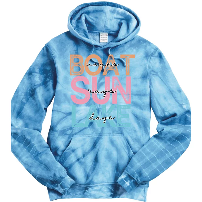 Boat Waves Sun Rays Lake Days Tie Dye Hoodie