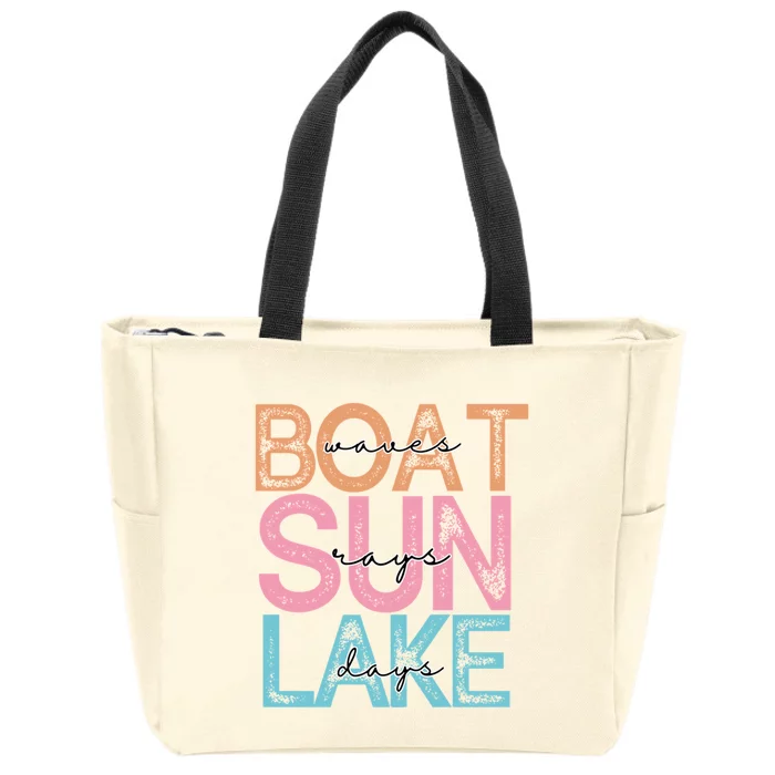 Boat Waves Sun Rays Lake Days Zip Tote Bag