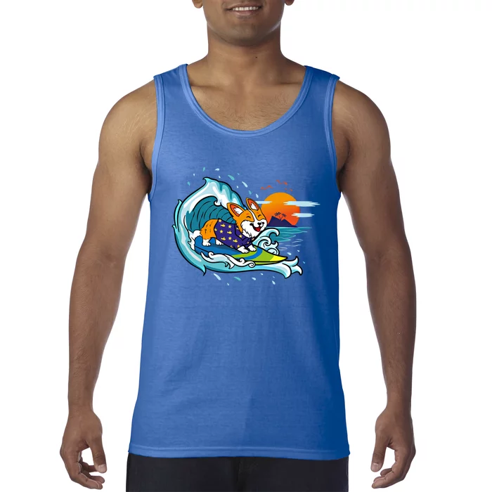 Big Wave Surfing Welsh Corgi Mom Dog Lover Beach Design Gift Tank Top