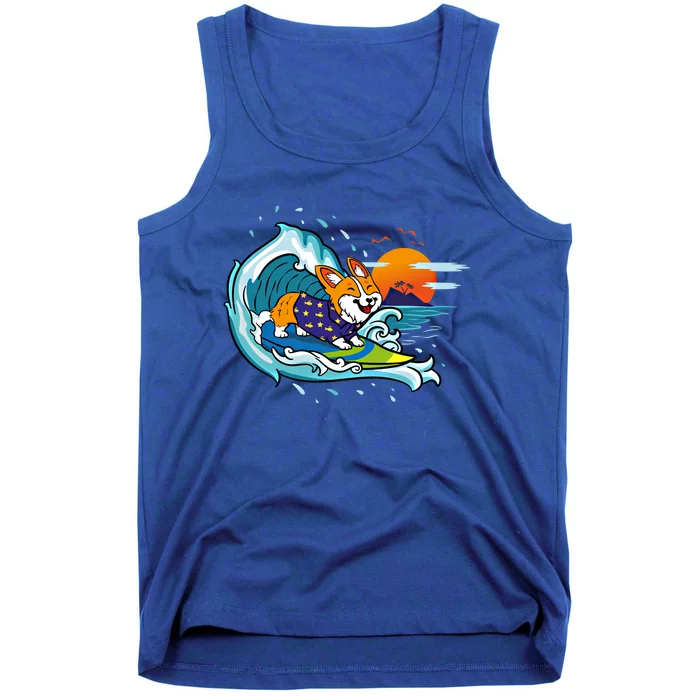 Big Wave Surfing Welsh Corgi Mom Dog Lover Beach Design Gift Tank Top