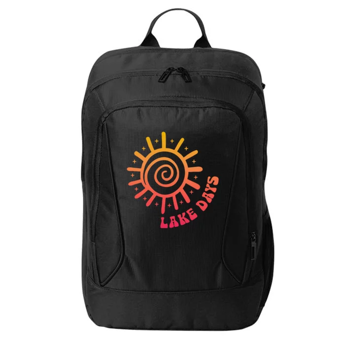 Boat Waves Sun Rays Lake Days Family Summer Vacation Retro Gift City Backpack