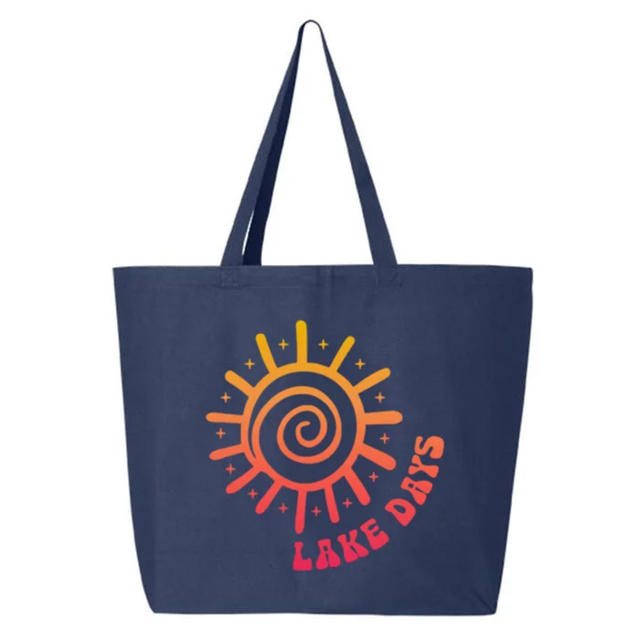 Boat Waves Sun Rays Lake Days Family Summer Vacation Retro Gift 25L Jumbo Tote