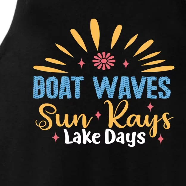 Boat Waves Sun Rays Lake Days Summer Vacation Vibes Retro Funny Gift Ladies Tri-Blend Wicking Tank