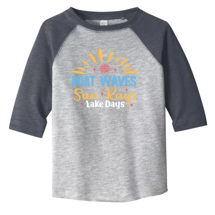 Boat Waves Sun Rays Lake Days Summer Vacation Vibes Retro Funny Gift Toddler Fine Jersey T-Shirt