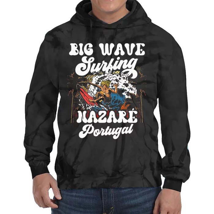 Big Wave Surfing Nazaré Portugal Surfer Surf Tie Dye Hoodie