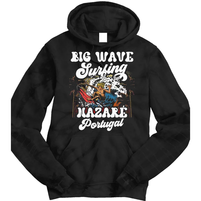 Big Wave Surfing Nazaré Portugal Surfer Surf Tie Dye Hoodie