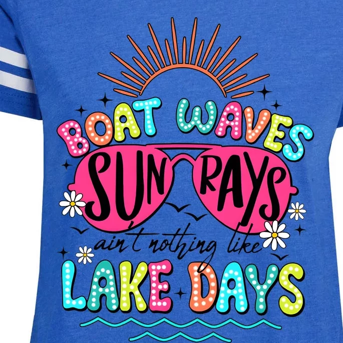 Boat Waves Sun Rays Ain’T Nothing Like Lake Days Enza Ladies Jersey Football T-Shirt