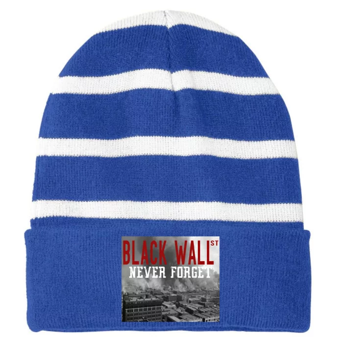 Black Wall Street Never Forget Our History Black Wall Street Gift Striped Beanie with Solid Band