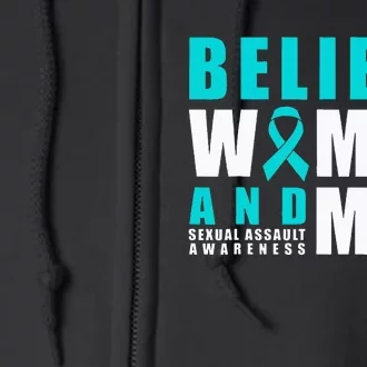 Belive Women & Sexual Assault Awareness Ribbon Full Zip Hoodie