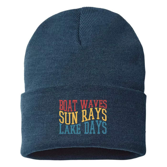 Boat Waves Sun Rays Lake Days Sustainable Knit Beanie