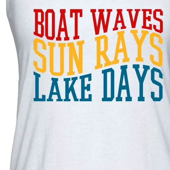 Boat Waves Sun Rays Lake Days Ladies Essential Flowy Tank