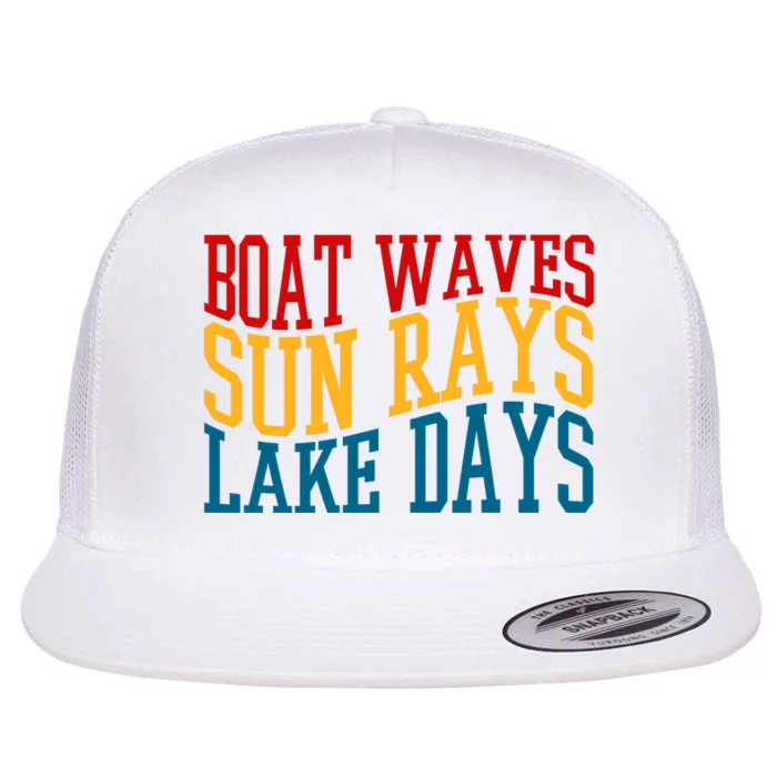 Boat Waves Sun Rays Lake Days Flat Bill Trucker Hat