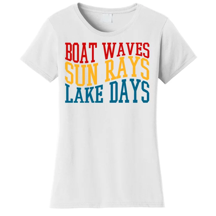 Boat Waves Sun Rays Lake Days Women's T-Shirt