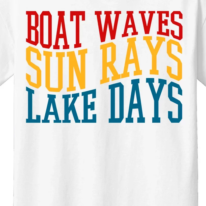 Boat Waves Sun Rays Lake Days Kids T-Shirt