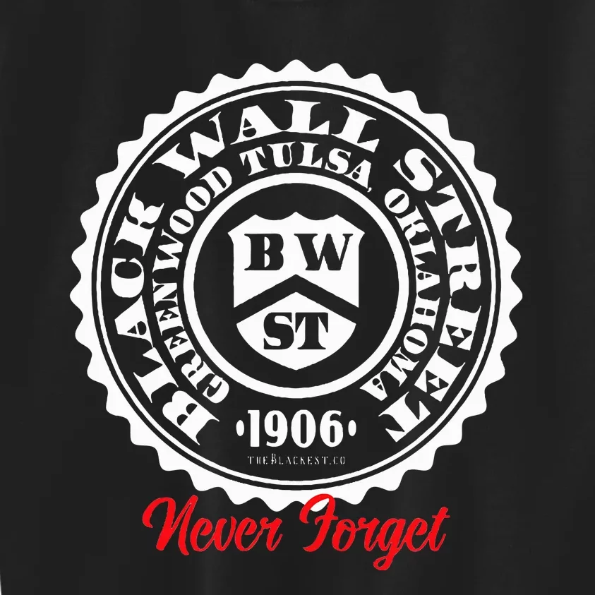 Black Wall Street Seal Greenwood Tulsa Oklahoma Never Forget Kids Sweatshirt