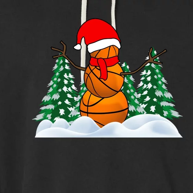 Basketball Winter Snowman Santa Garment-Dyed Fleece Hoodie