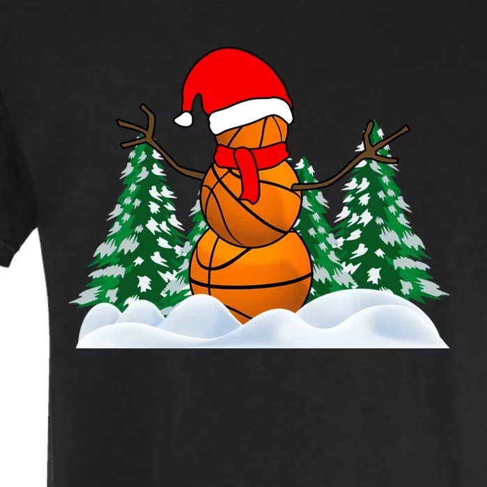 Basketball Winter Snowman Santa Garment-Dyed Heavyweight T-Shirt