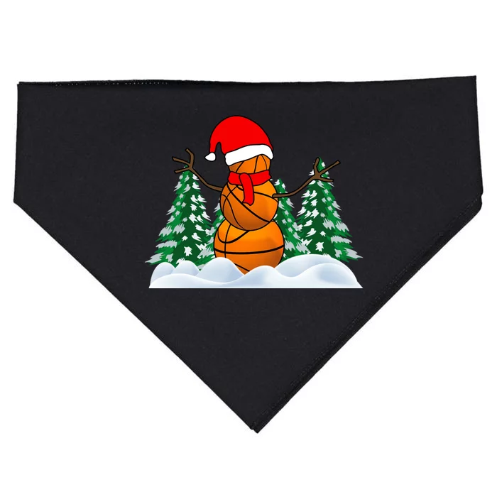 Basketball Winter Snowman Santa USA-Made Doggie Bandana