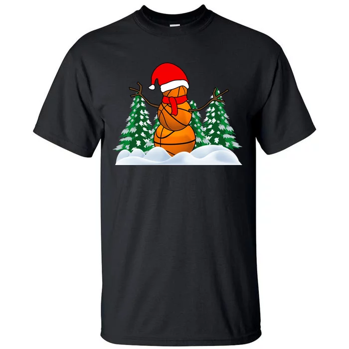 Basketball Winter Snowman Santa Tall T-Shirt