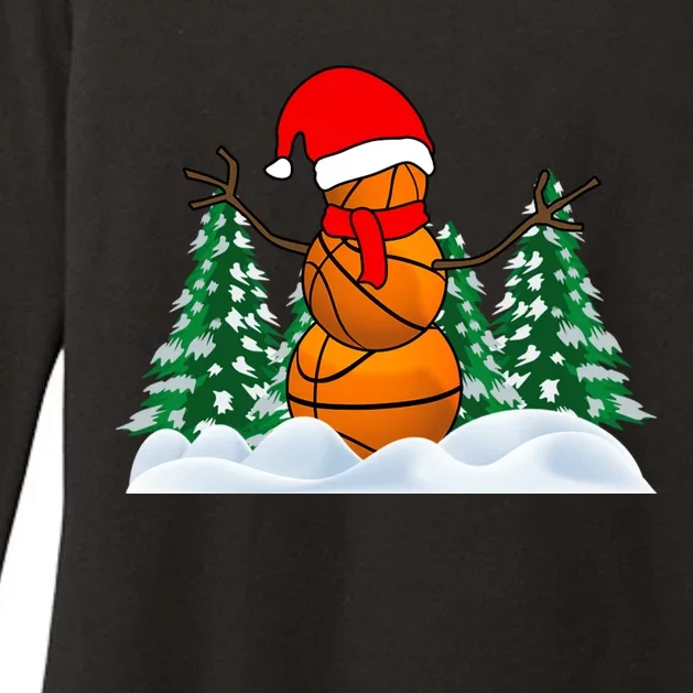 Basketball Winter Snowman Santa Womens CVC Long Sleeve Shirt