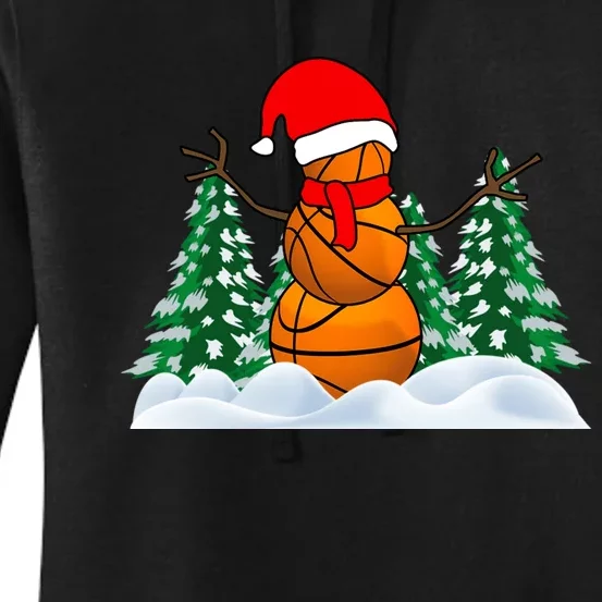 Basketball Winter Snowman Santa Women's Pullover Hoodie