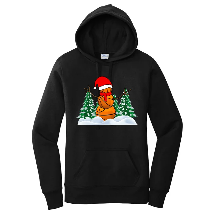 Basketball Winter Snowman Santa Women's Pullover Hoodie