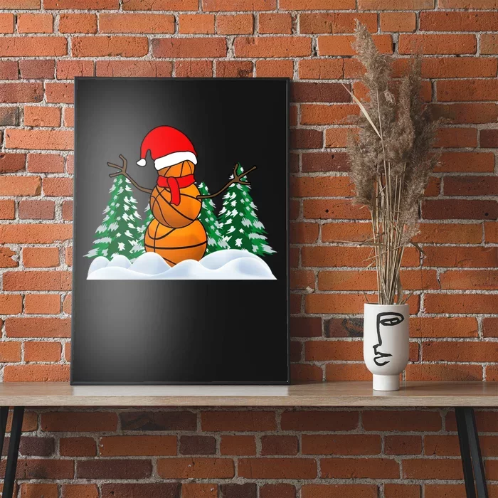 Basketball Winter Snowman Santa Poster