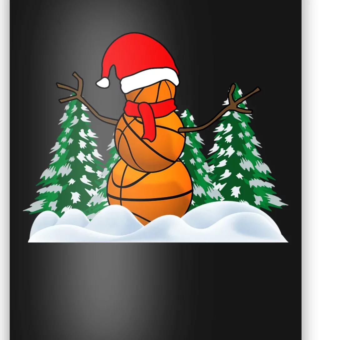 Basketball Winter Snowman Santa Poster