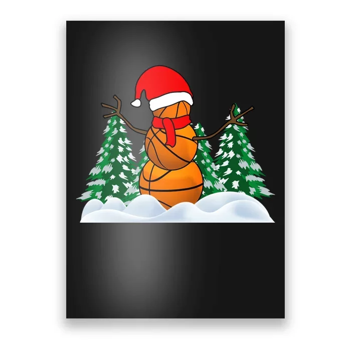 Basketball Winter Snowman Santa Poster