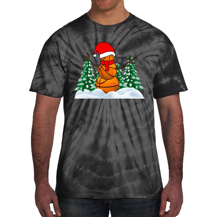 Basketball Winter Snowman Santa Tie-Dye T-Shirt