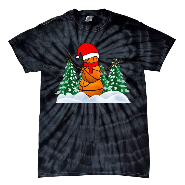 Basketball Winter Snowman Santa Tie-Dye T-Shirt