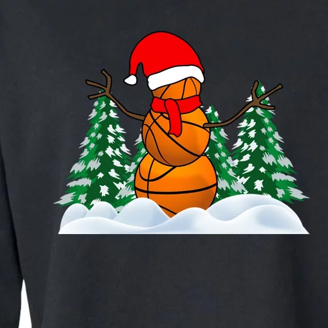 Basketball Winter Snowman Santa Cropped Pullover Crew