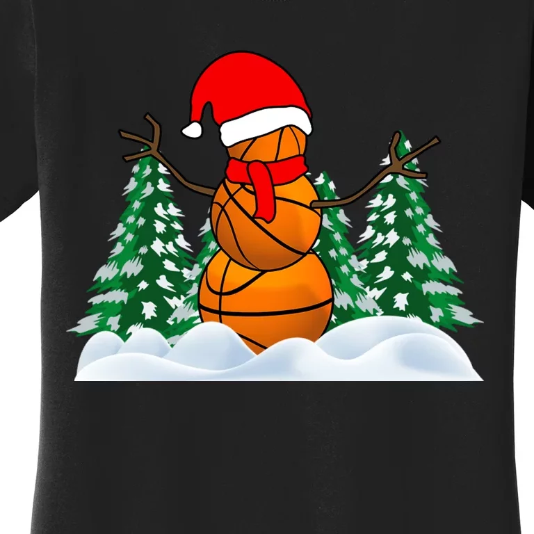 Basketball Winter Snowman Santa Women's T-Shirt