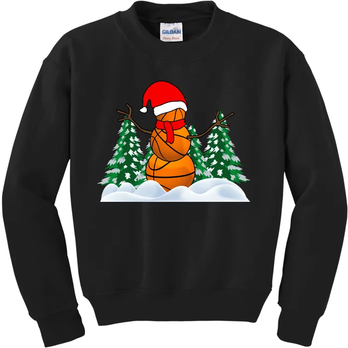 Basketball Winter Snowman Santa Kids Sweatshirt