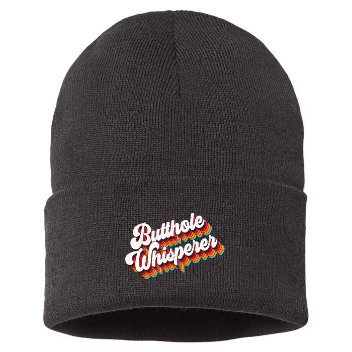 Butthole Whisperer Sarcastic Jokes Retro Sustainable Knit Beanie