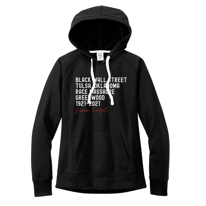 Black Wall Street. Tulsa Race Massacre Centennial. Greenwood Women's Fleece Hoodie