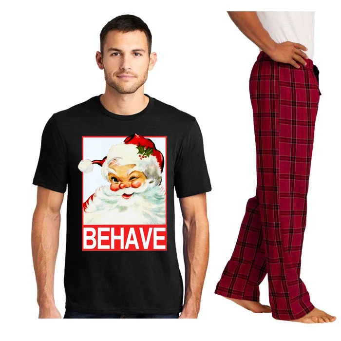 Behave Winking Santa Claus Gift Pajama Set