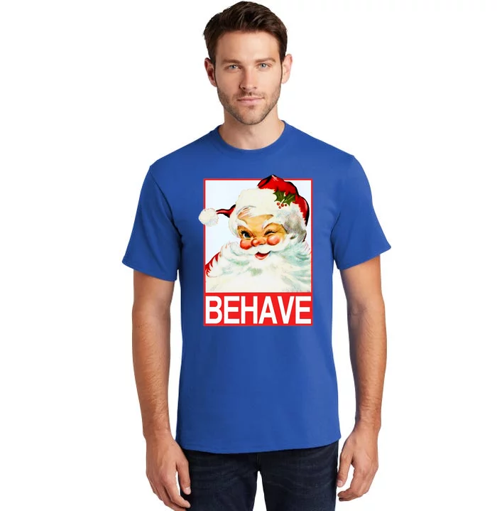 Behave Winking Santa Claus Gift Tall T-Shirt