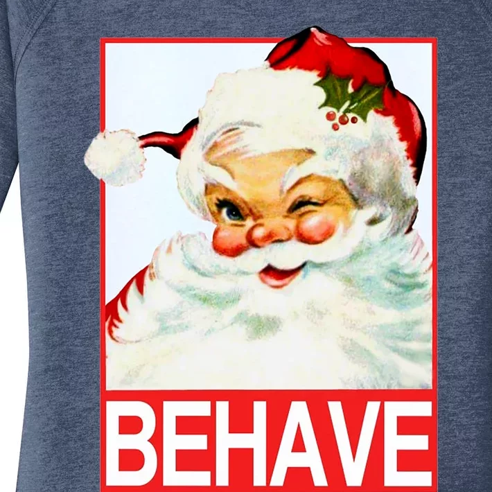 Behave Winking Santa Claus Gift Women's Perfect Tri Tunic Long Sleeve Shirt