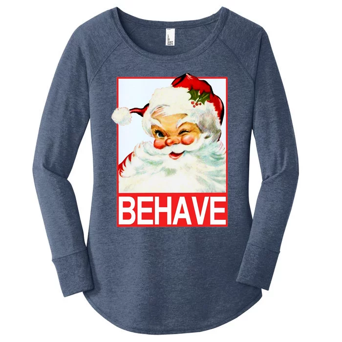 Behave Winking Santa Claus Gift Women's Perfect Tri Tunic Long Sleeve Shirt