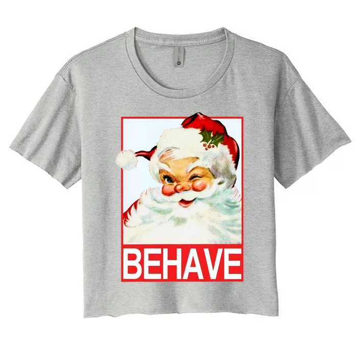 Behave Winking Santa Claus Gift Women's Crop Top Tee