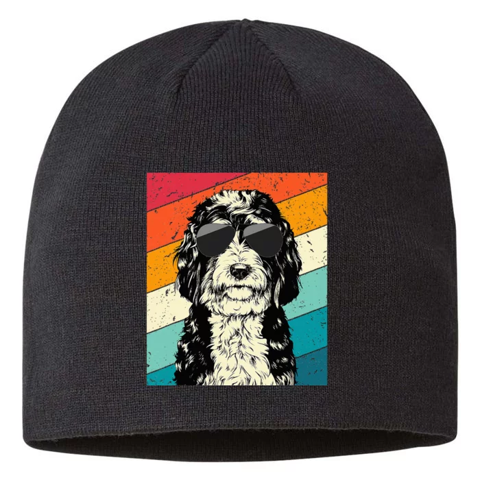 Bernedoodle With Sunglasses Dog Lovers 8 1/2in Sustainable Knit Beanie