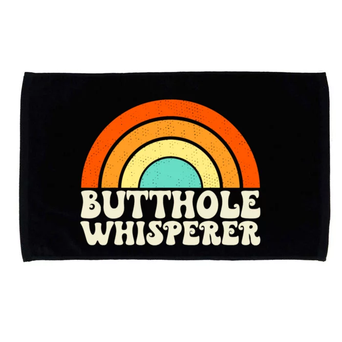 Butthole Whisperer Sarcastic Jokes Retro Groovy Rainbow Microfiber Hand Towel